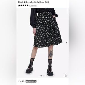 Elegant Black A-Line Skirt with Butterfly Design